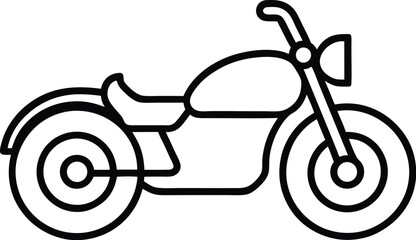 Poster - Simple black line art drawing of a motorcycle isolated on white background