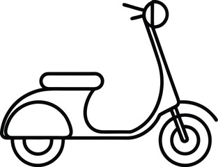Poster - Simple black line drawing of a classic scooter isolated on white background