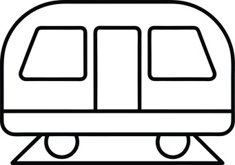 Poster - Simple black line drawing of a modern train carriage isolated on white background
