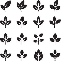 Fototapete - Elegant Assortment of Black Leaf Silhouettes Depicting Nature's Beauty A Collection of Botanical Vector Art