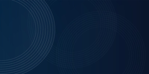 Fototapete - Abstract blue glowing geometric lines on dark blue background. Modern shiny blue circle lines pattern. Futuristic technology concept.