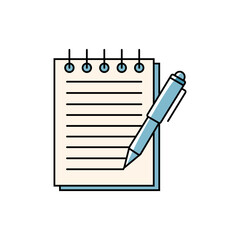 Poster - An illustration of a spiral-bound notepad with lines and a pen writing on it, symbolizing note-taking, writing, or task management.