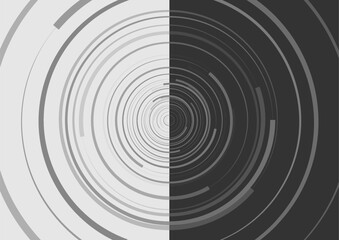 Poster - Black and white minimal circular lines abstract futuristic tech background. Vector concept design