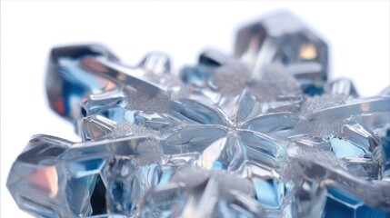 Poster - Snowflake crystal close-up isolated on white background