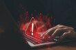 © VRVIRUS - alert cyber attack, symbol threat on the network. concept of a security warn system for hacker attacks, warning sign error 404 on the website. crime and vulnerability on the internet