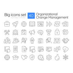 Poster - Organizational change management line icons set. Company state transition strategy. Corporate progress. Isolated vector outline illustrations. Thin lineart iconset symbols. Editable stroke