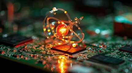 Poster - Luminous Atom Model on Circuit Board