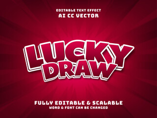 Poster - Lucky draw editable text effect with red background. casino game