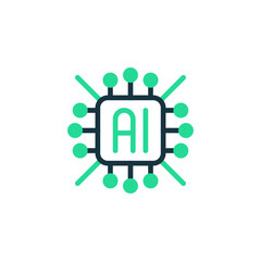 Poster - AI Monitoring Two Tone Color Icon. linear style sign for mobile concept and web design. Outline vector icon.
