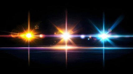 Poster - Bright, glowing orbs of light in various colors against a dark background, creating a starburst effect.