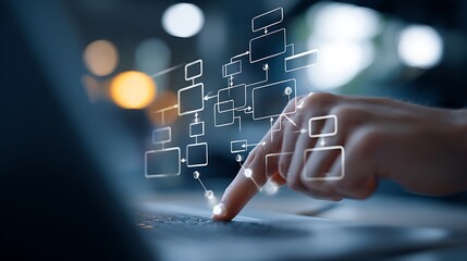 Poster - Diagramming on laptop for business process automation and workflow optimization with digital transformation