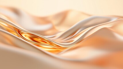 Poster - Elegant golden fabric flowing gracefully in soft light, creating a serene and luxurious atmosphere