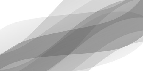 Poster - Modern abstract background with translucent grey waves flowing diagonal across the image, leaving clean white and greyish space for text or creative use.
