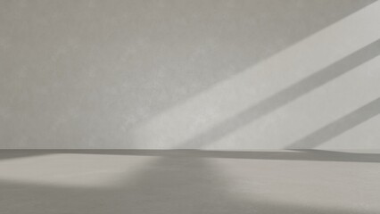 Poster - Abstract of blank interior with sun light cast the shadow on the floor, Empty concrete wall backdrop, 3d rendering	