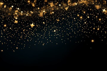 Poster - Festive golden stars and glittering particles cascading down a dark background, creating a magical and celebratory atmosphere