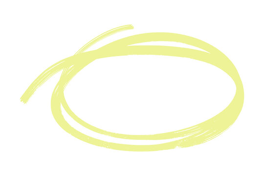 Marker vector circle. Hand drawn illustration. Yellow oval mark on white for text highlighting.