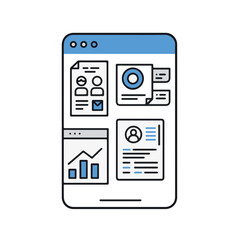 Fototapete - Smartphone interface showcasing various data analytics and user profile displays.