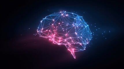 Fototapete - Illuminated Neural Network: A vibrant abstract representation of interconnected nodes forming a brain-like structure, glowing with futuristic energy.
