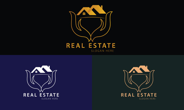 Real estate logo design with full branding business card, stumps, email signature, and social media kit