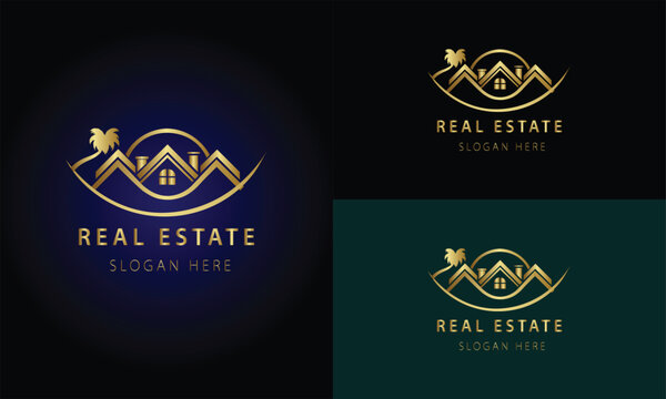 Real estate logo design with full branding business card, stumps, email signature, and social media kit