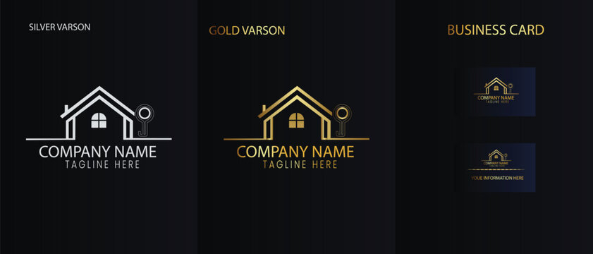 Real estate logo design with full branding business card, stumps, email signature, and social media kit