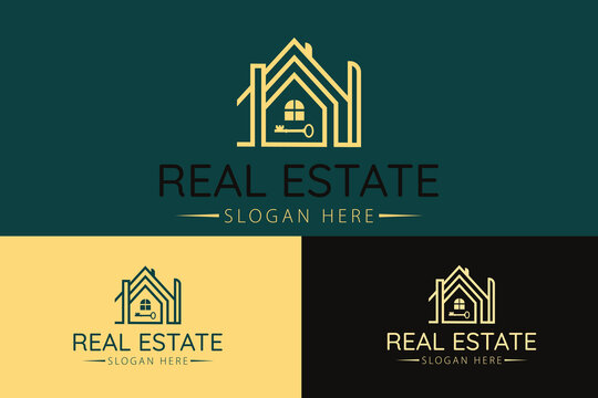 Real estate logo design with full branding business card, stumps, email signature, and social media kit