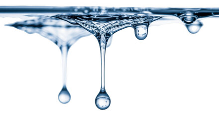 Poster - Dripping water with droplets isolated on transparent background