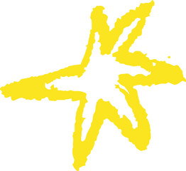 Wall Mural - golden star doodle drawn with wax crayon. grunge, playful scribble style in kids' drawing aesthetics