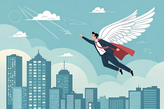 Super Businessman Flying Vector Pro Vector  AI Generated by PNG