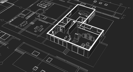 Poster - house architecture plan 3d illustration