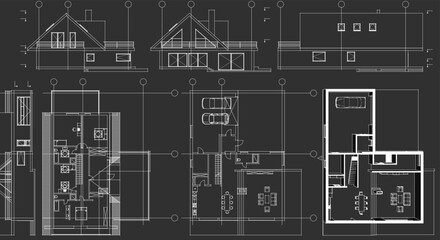 Poster - house architecture plan 3d illustration