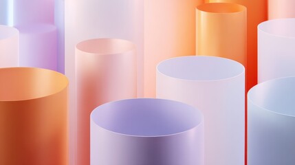 Poster - Abstract arrangement of colorful translucent cylinders creating a vibrant visual effect