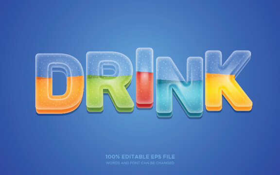Fresh Drink 3d editable text style effect	
