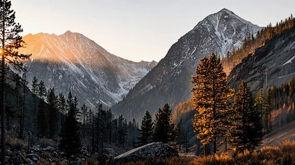 Poster - Mountain landscape at sunrise