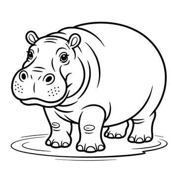 hippopotamus line art coloring page