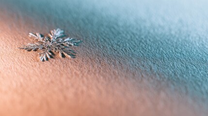 Poster - Close-up of a delicate snowflake resting on textured paper with soft gradient background