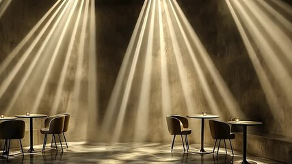 Poster - Interior design of a modern restaurant with dramatic lighting.