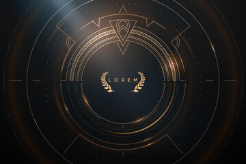 Wall Mural - ornate golden circle frame with light effect
