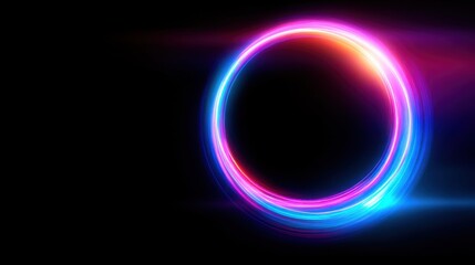 Poster - Vibrant circular light trail on a black background, creating a dynamic visual effect
