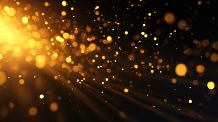 Poster - Golden particles shimmering in a dark background, creating a magical atmosphere of celebration