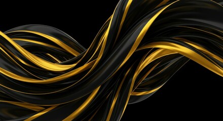 Poster - Swirling Black and Gold Fabric Abstract Background