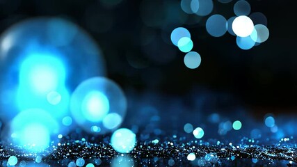 Poster - Blue bokeh and glitter background