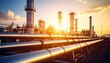 © gentho - Oil and gas refinery against a sunset.