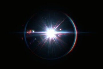 Wall Mural - radiant burst of light with colorful lens flare and circular ring