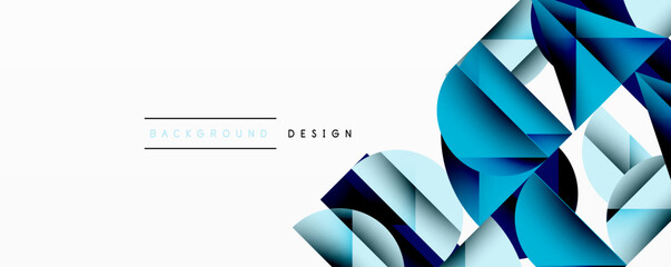 Poster - Abstract geometric shapes, blue hues, modern design. Minimalist composition with text elements, clean aesthetic. Background suggests technology, innovation.