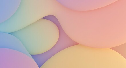 Aufkleber - Pastel Abstract Shapes Background with Gentle Gradient Color
