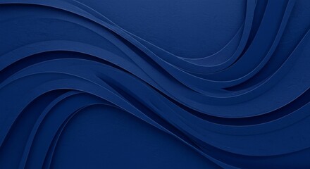 Poster - Abstract Wavy Pattern in Deep Blue with Shadowed Texture