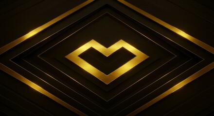 Poster - Abstract Golden Lines on Dark Background Square Pattern