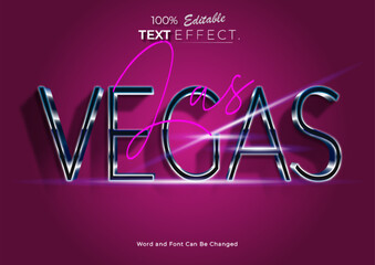 Poster - 3d Neon Las Vegas text effect. Neon Font style Effect. Editable text effect.