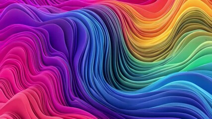 Fototapete - Vibrant rainbow spectrum gradient lines create dynamic abstract motion effect, Rainbow spectrum gradient lines Abstract motion graphics Seamless 3D render
